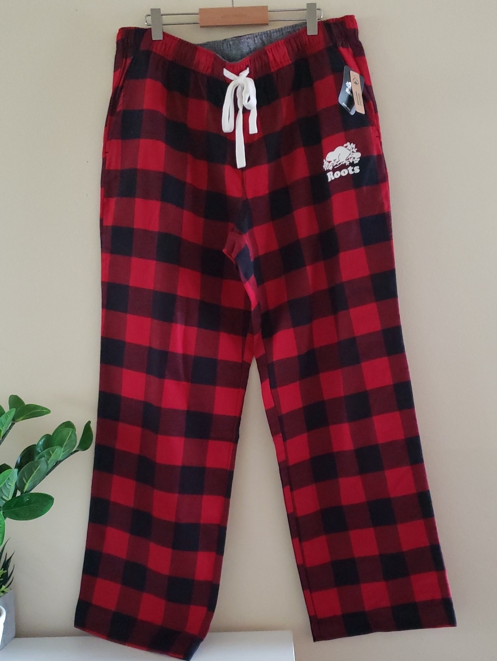 ROOTS BNWT Organic Cotton Buffalo Plaid Flannel Pyjama Pant - Unisex L